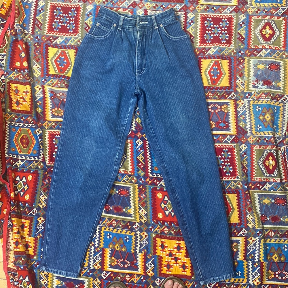 1980s Vintage Jordache High Waisted Striped Denim Jeans